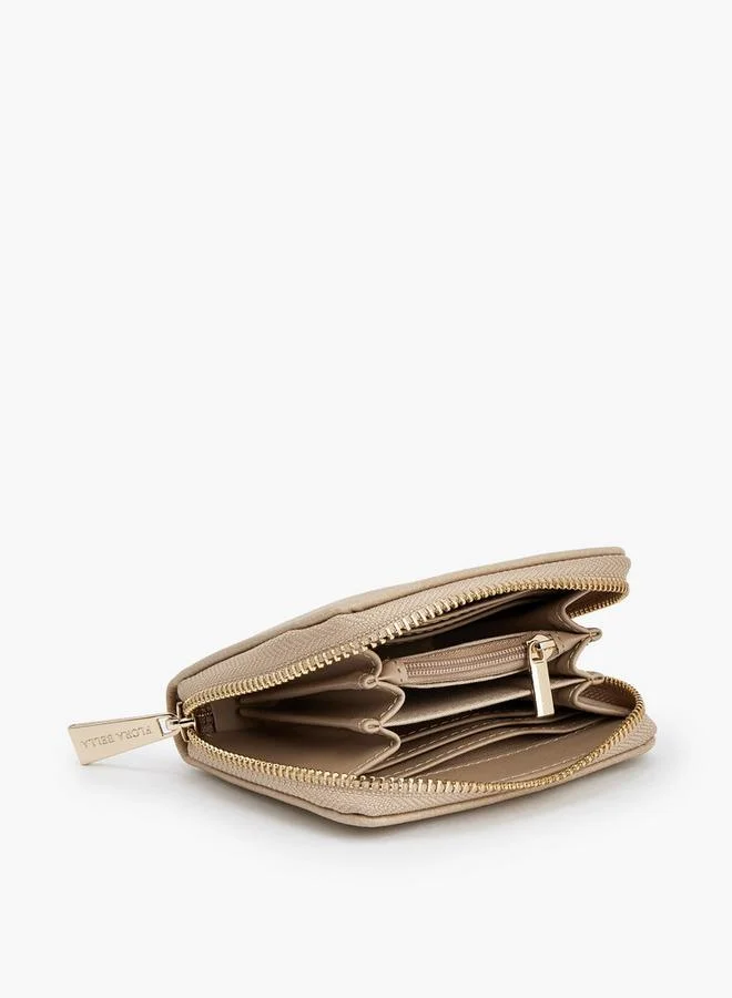 Flora Bella By Shoexpress Beige Textured Wallet With Zip Closure for Women | Best Price UAE